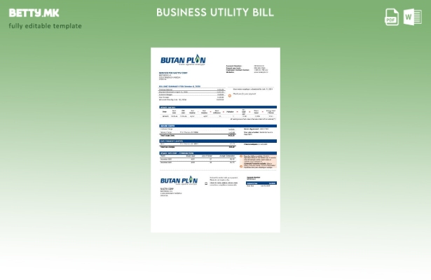 Модерен стил Хрватска Бутан Плин доо шаблон за деловна сметка за гас за комуналн